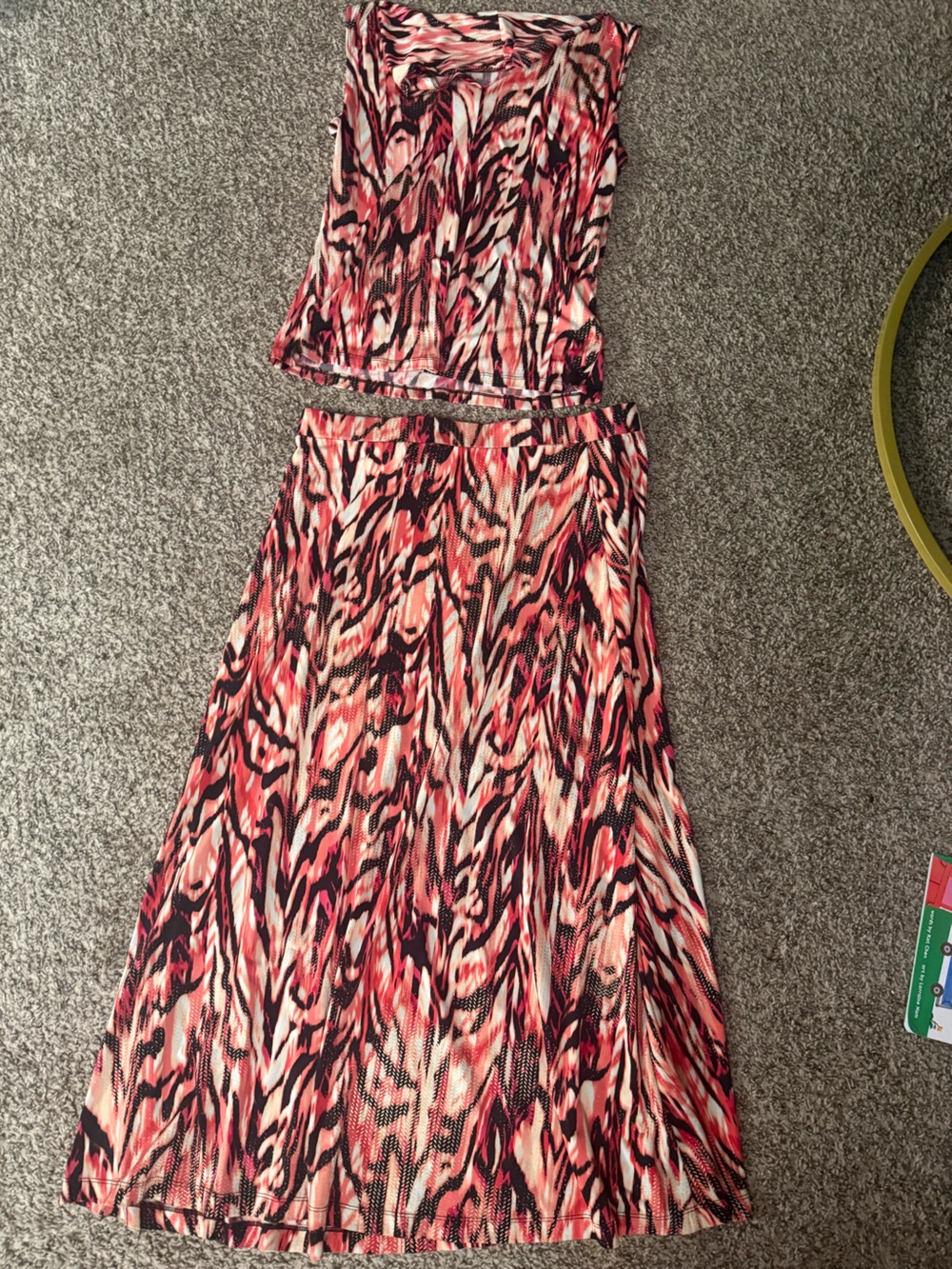 Kasper Pink, Black & Cream Abstract Print Two-Piece Dress Set